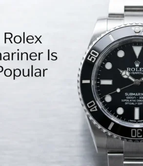 Close-up of Rolex Submariner stainless steel luxury dive watch with black dial and rotating bezel, highlighting its iconic design and craftsmanship